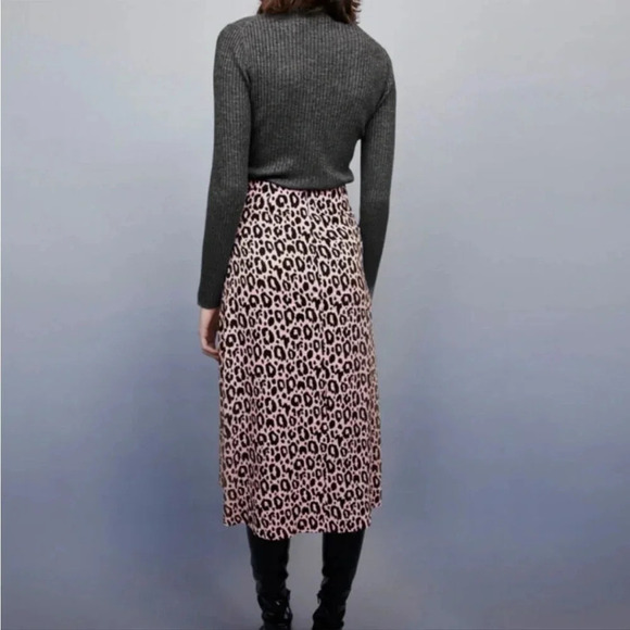 Maje pink leopard jipanta open slit midi skirt - Picture 3 of 15